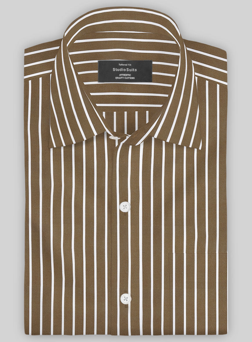 Italian Brown Class Stripe Shirt - StudioSuits