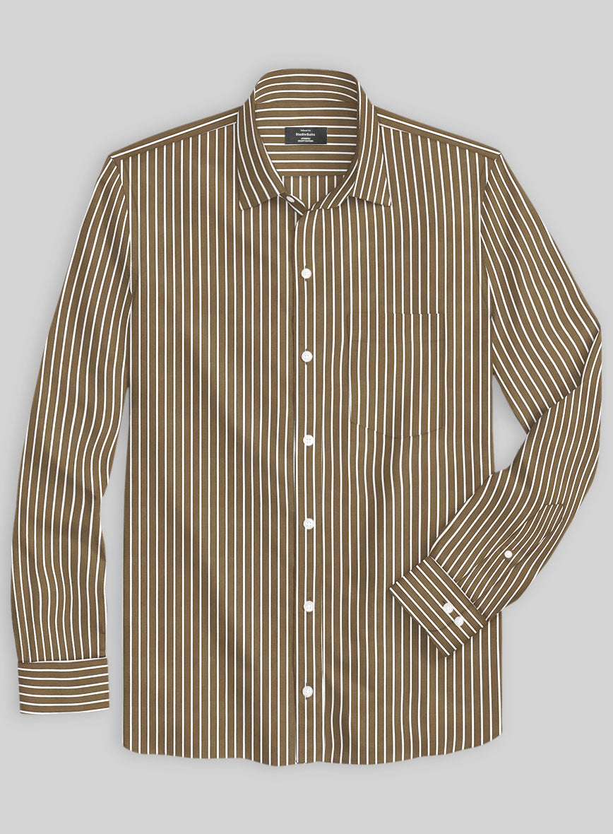 Italian Brown Class Stripe Shirt - StudioSuits