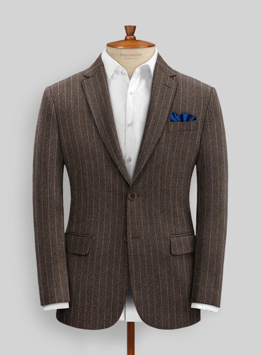Italian Brown Stripe Clano Tweed Jacket - StudioSuits