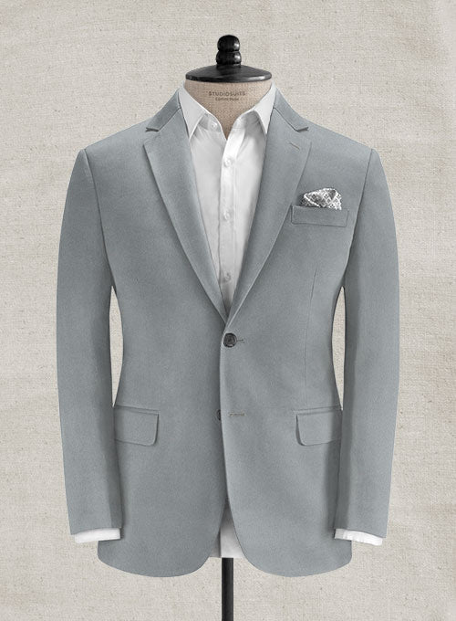 Italian Brushed Cotton Ice Gray Suit - StudioSuits