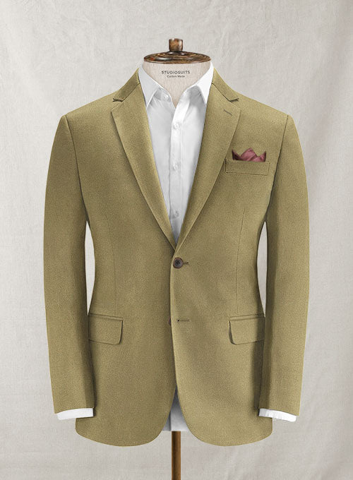 Italian Brushed Cotton Khaki Jacket - StudioSuits