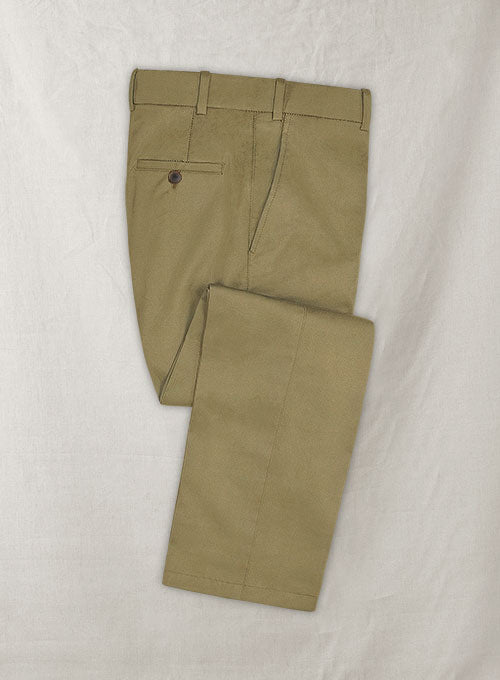 Italian Brushed Cotton Khaki Pants - StudioSuits