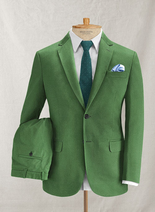 Italian Brushed Cotton Martin Green Suit - StudioSuits