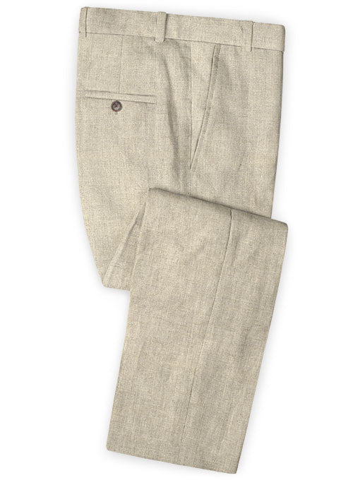 Italian Casa Beige Linen Pants - StudioSuits