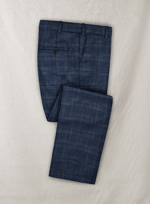 Italian Cashmere Blue Checks Pants - StudioSuits