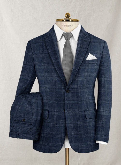 Italian Cashmere Blue Checks Suit - StudioSuits