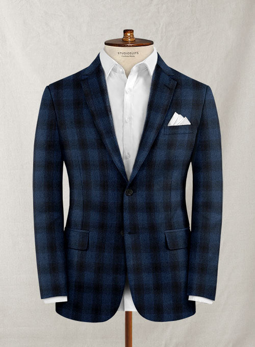 Italian Cashmere Scott Blue Checks Jacket - StudioSuits