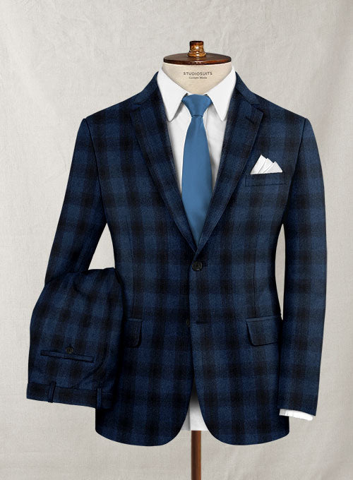 Italian Cashmere Scott Blue Checks Suit - StudioSuits