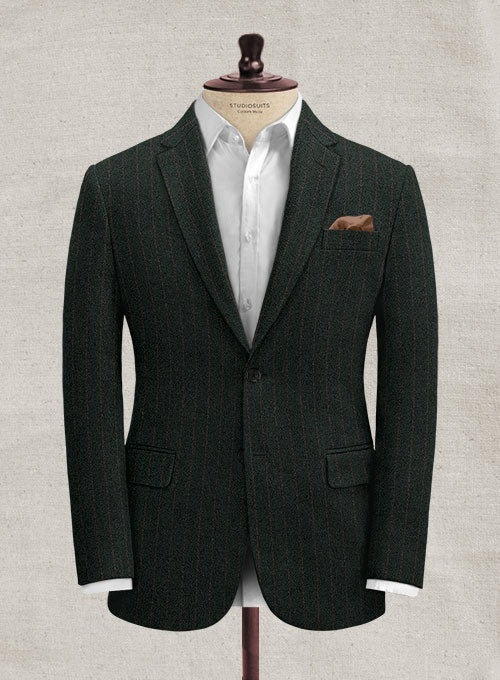 Italian Clano Green Stripe Tweed Jacket - StudioSuits