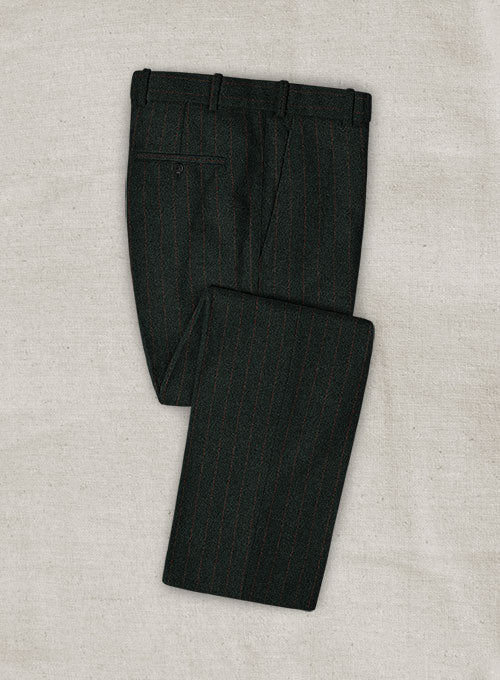 Italian Clano Green Stripe Tweed Pants - StudioSuits