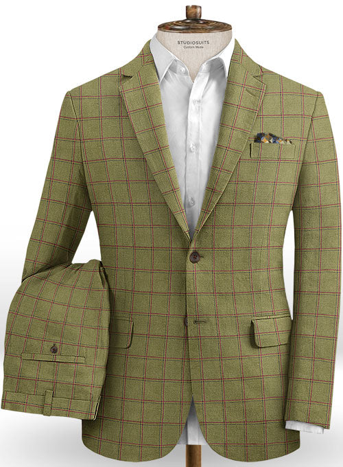 Italian Club Green Linen Suit - StudioSuits