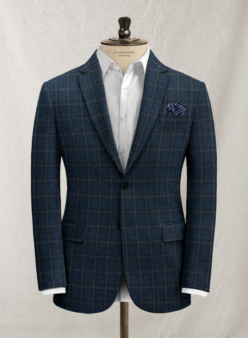 Italian Cons Blue Checks Tweed Jacket - StudioSuits