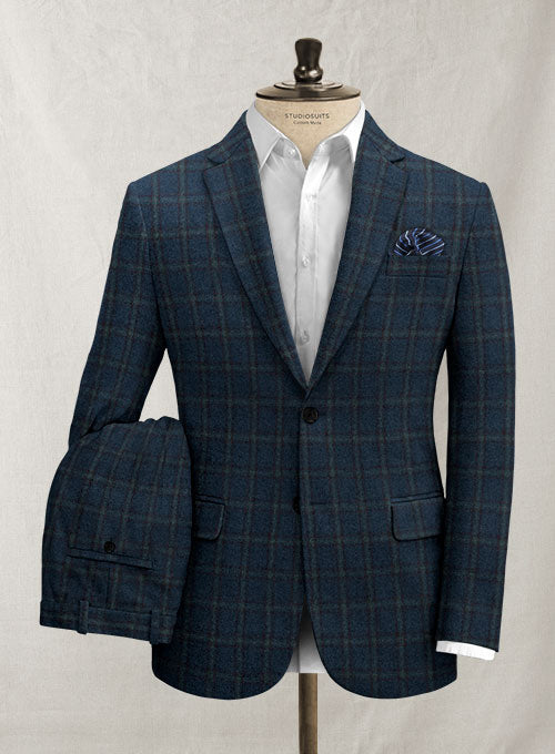 Italian Cons Blue Checks Tweed Suit - StudioSuits