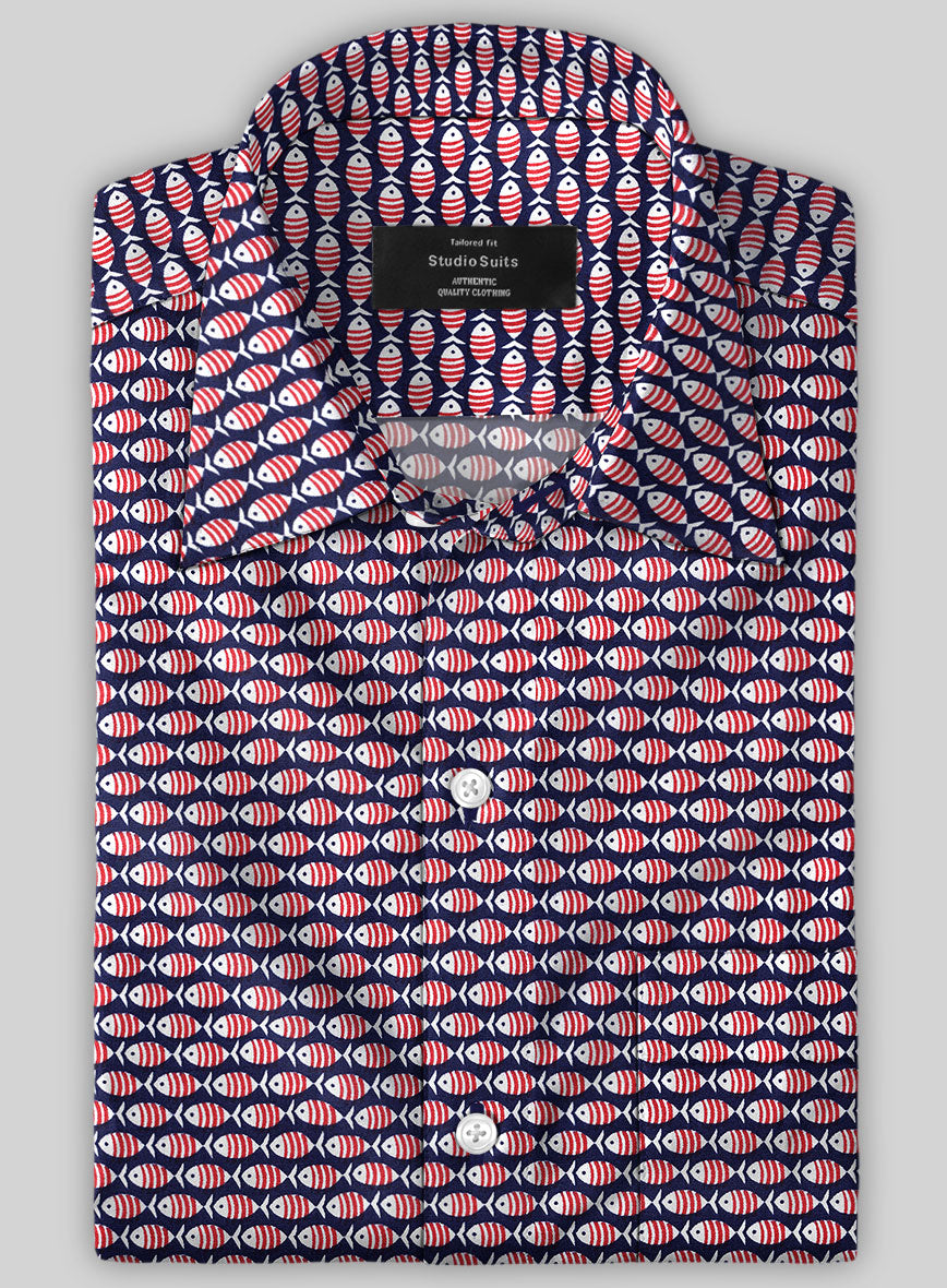 Italian Cotton Bait Fish Shirt - StudioSuits