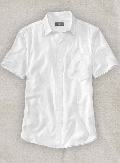 Italian Cotton Dobby Edvigo White Shirt - StudioSuits