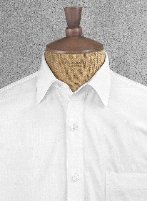 Italian Cotton Dobby Ishola White Shirt - StudioSuits
