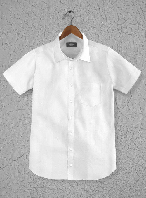 Italian Cotton Dobby Meica White Shirt - StudioSuits