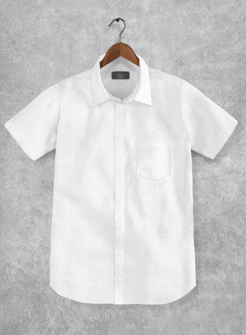 Italian Cotton Dobby Paolu White Shirt - StudioSuits