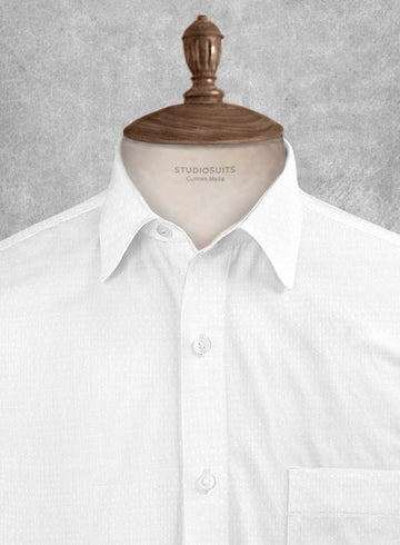 Italian Cotton Dobby Paolu White Shirt - StudioSuits