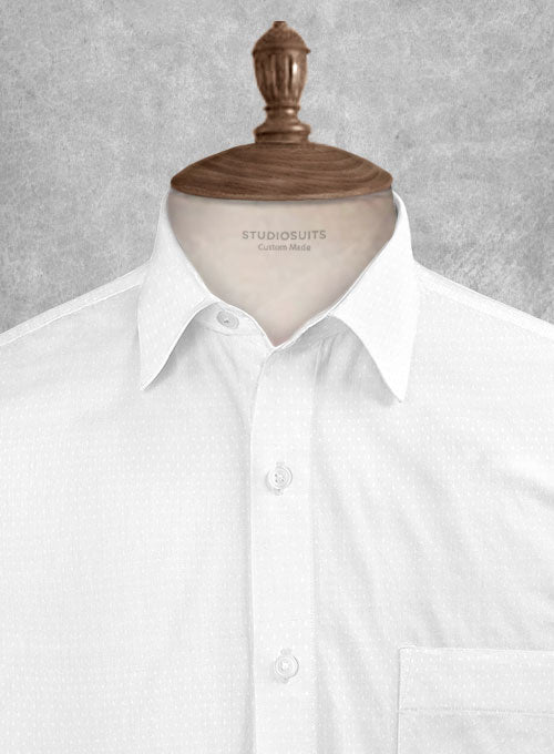 Italian Cotton Dobby Paolu White Shirt - StudioSuits