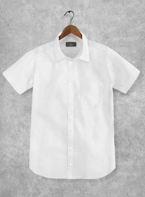Italian Cotton Dobby Roceta White Shirt - StudioSuits