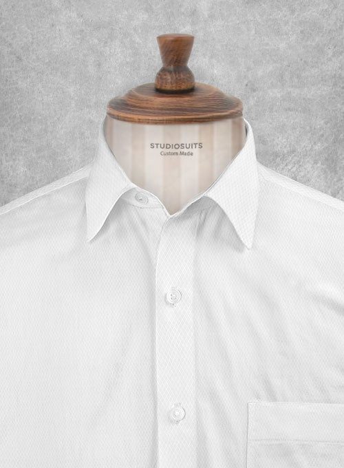 Italian Cotton Dobby Roceta White Shirt - StudioSuits
