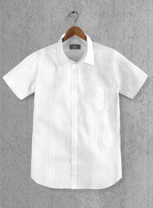 Italian Cotton Stripe Urora White Shirt - StudioSuits