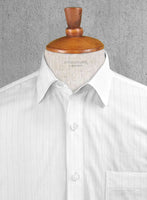 Italian Cotton Stripe Urora White Shirt - StudioSuits
