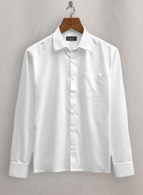 Italian Cotton Dobby Eghini White Shirt - StudioSuits