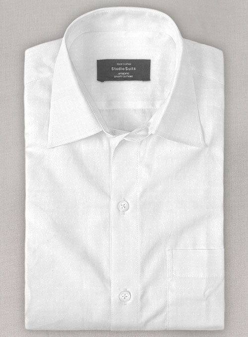 Italian Cotton Dobby Ishola White Shirt - StudioSuits