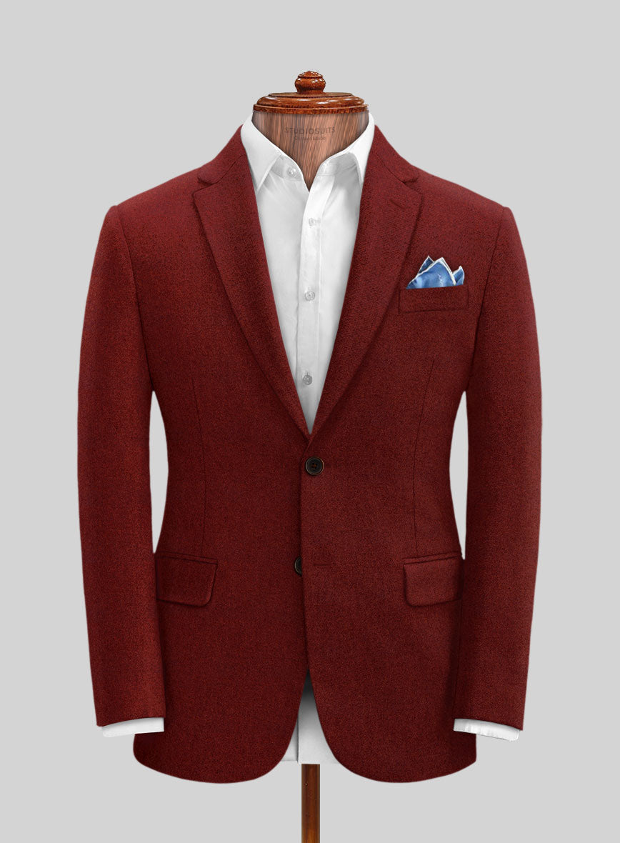 Italian Curraut Red Tweed Jacket - StudioSuits