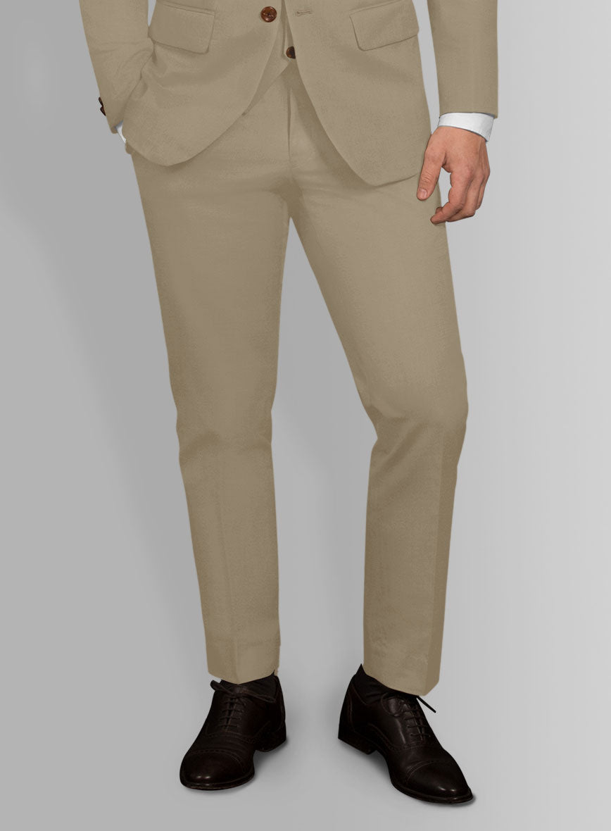 Italian Dark Beige Cotton Stretch Suit - StudioSuits