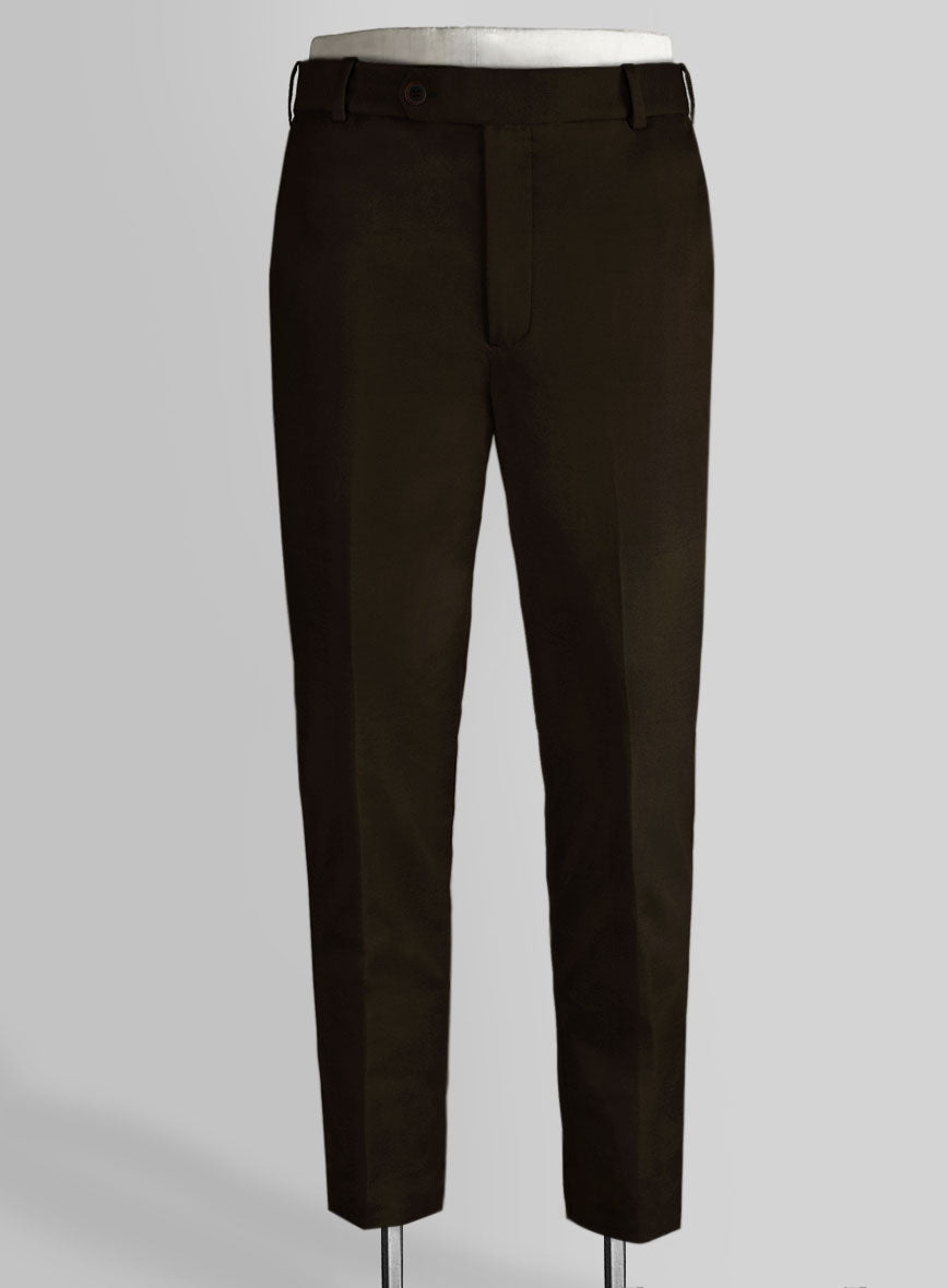 Italian Dark Brown Cotton Stretch Pants - StudioSuits