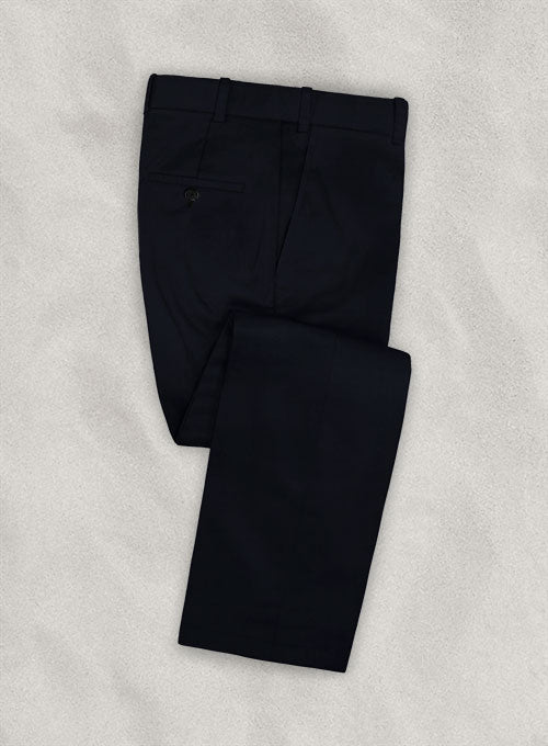 Italian Deep Navy Blue Cotton Stretch Pants - StudioSuits