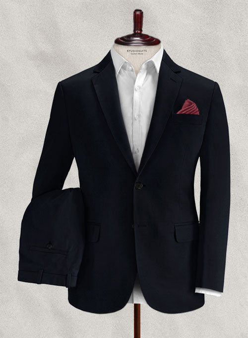 Italian Deep Navy Blue Cotton Stretch Suit - StudioSuits