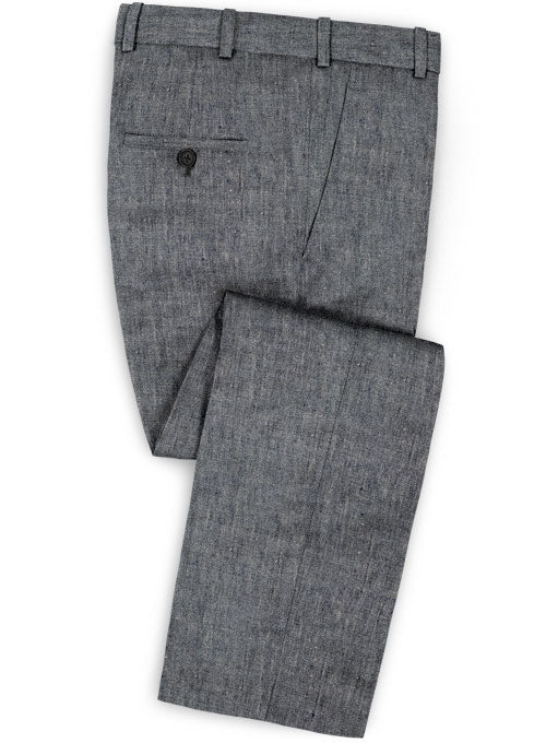 Italian Denim Blue Linen Pants - StudioSuits
