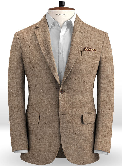 Italian Denim Brown Linen Jacket - StudioSuits