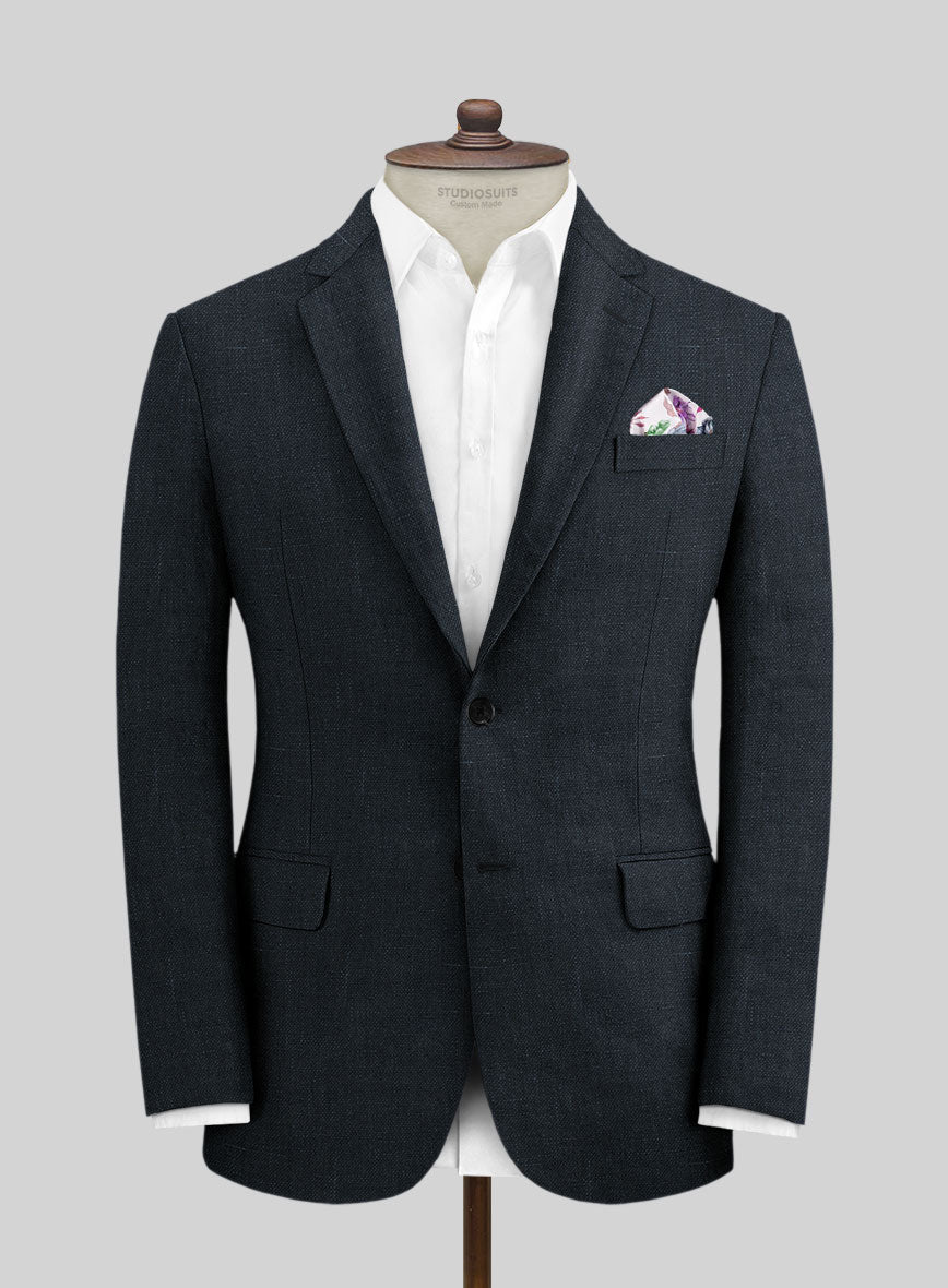 Italian Dark Blue Linen Suit - StudioSuits
