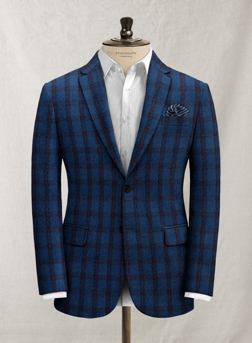 Italian Eberto Blue Checks Tweed Jacket - StudioSuits