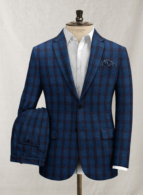 Italian Eberto Blue Checks Tweed Suit - StudioSuits