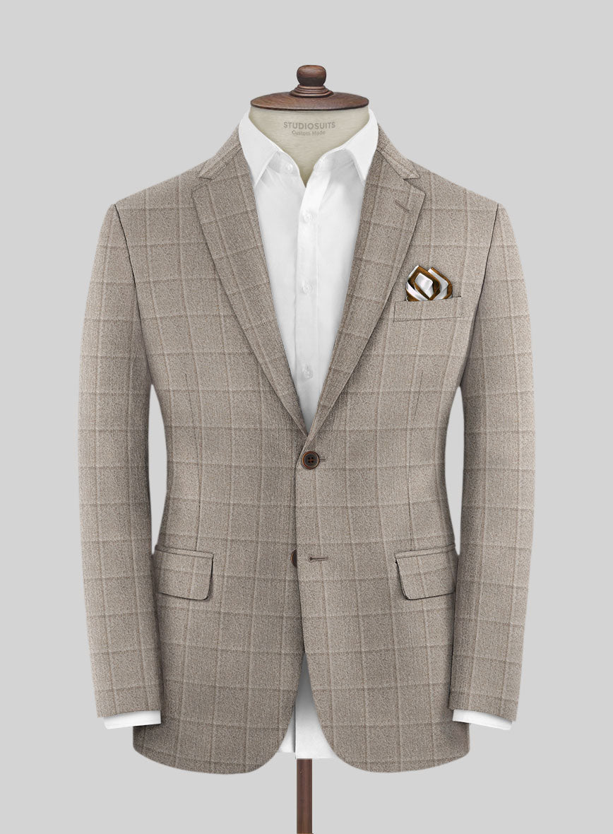 Italian Elnan Taupe Wool Suit - StudioSuits
