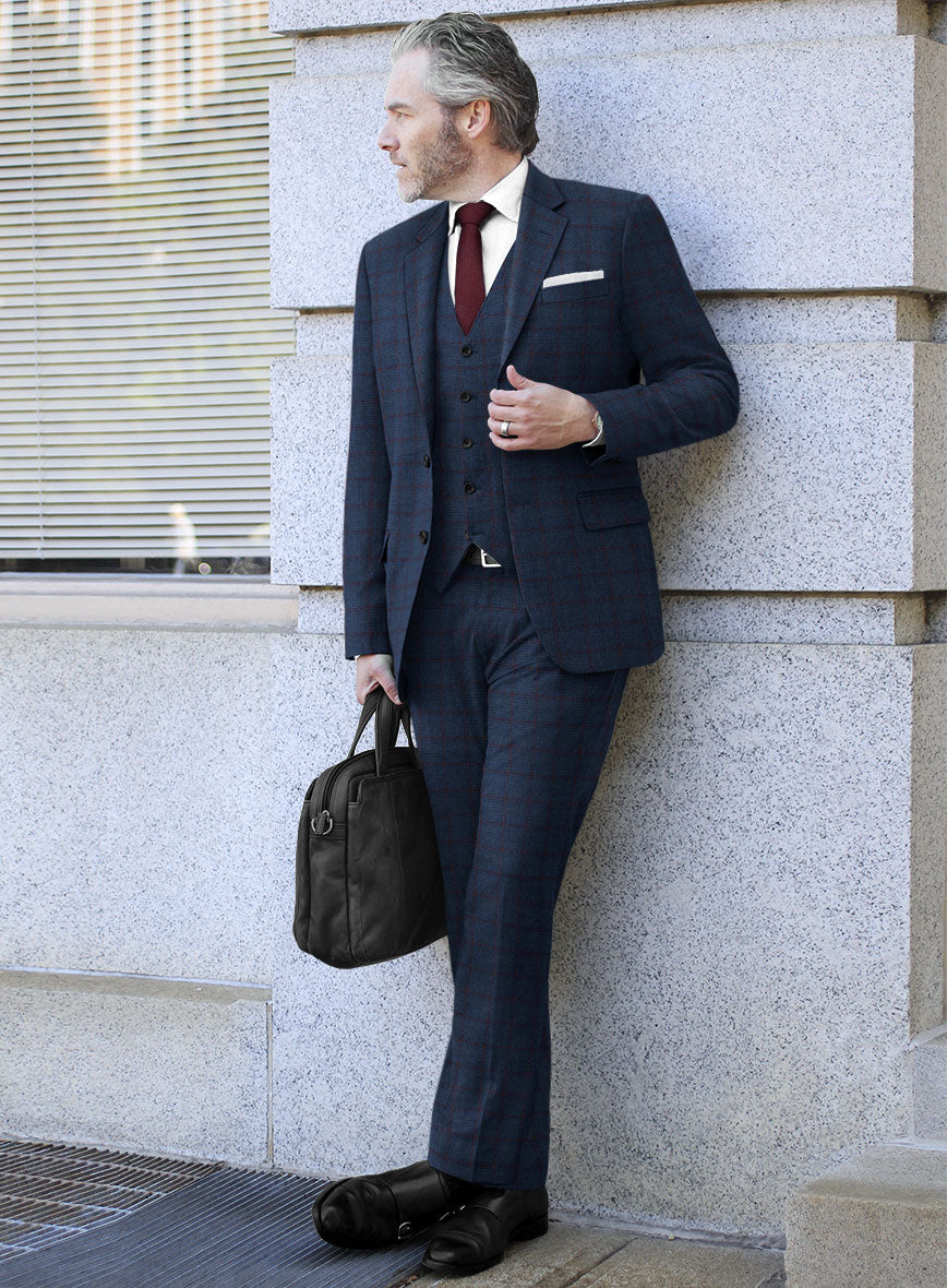 Italian Ermene Blue Wool Suit - StudioSuits