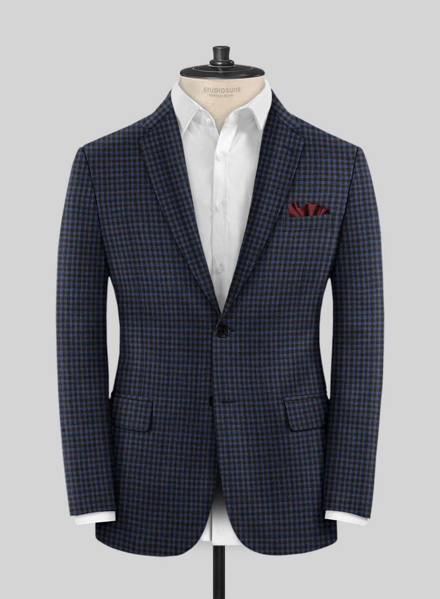 Italian Ervasi Blue Wool Jacket - StudioSuits