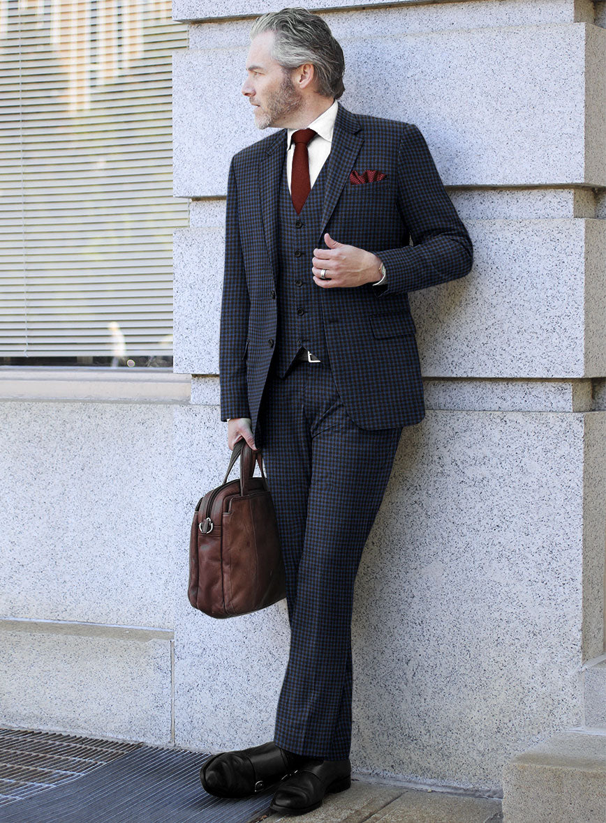 Italian Ervasi Blue Wool Suit - StudioSuits
