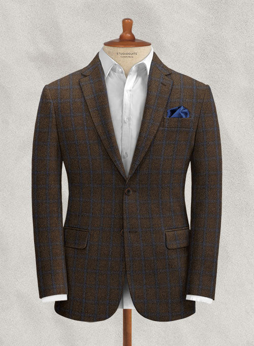 Italian Fedili Brown Checks Tweed Jacket - StudioSuits