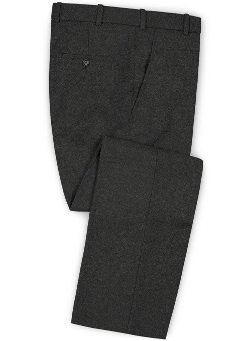 Italian Flannel Charcoal Wool Pants - StudioSuits
