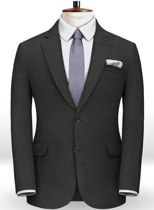 Italian Flannel Charcoal Wool Suit - StudioSuits