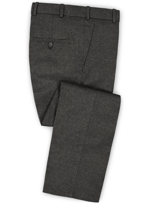 Italian Flannel Dark Gray Wool Pants - StudioSuits