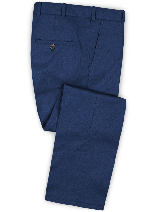 Italian Flannel Lance Blue Wool Pants - StudioSuits