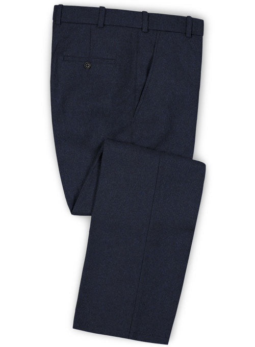 Italian Flannel Lux Blue Wool Pants - StudioSuits